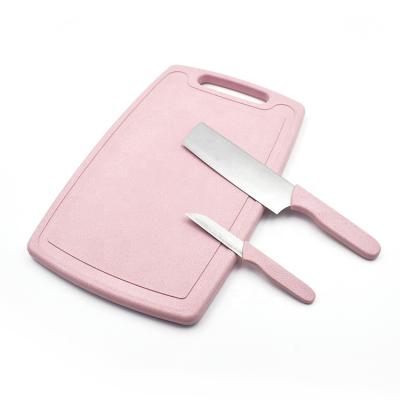 China Sustainable Cutting Board Wheat Straw Cutting Board Kitchen Cutting Board With Smart Knife And Paring Knife for sale