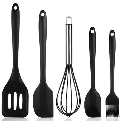 China Amazon Success 5 Pieces Silicone Spatula Viable Heat Resistant Kitchen Baking Gadgets Set Cookware Sets For Nonstick Cookware for sale