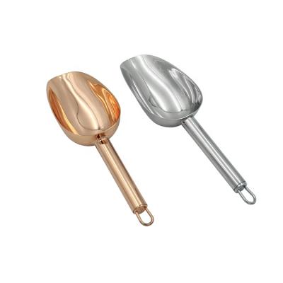 China Universal Best Selling Viable Stainless Steel Ice Scoop Ice Bucket Ice Cube Spoon Bar Scoop for sale