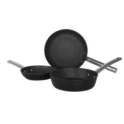 China General Use For 2021 Hot Selling Gas And Induction Cooker Premium Forged Pan Set Non Frying Aluminum Stick Cookware Set Marble Coating Pans for sale