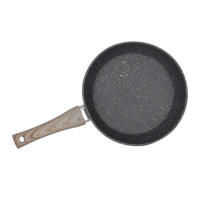 China General Use For Gas And Induction Cooker Top Quality Forged Marble Nonstick Coating Aluminum Frying Pan With Paint Wood Handle for sale