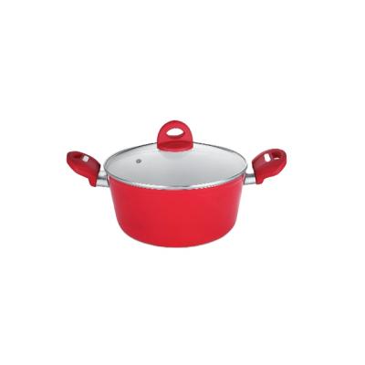 China Double Handle Heat Insulation Glass Cover High Quality Sustainable Pressed Ceramic Stick Cookware Casserole for sale