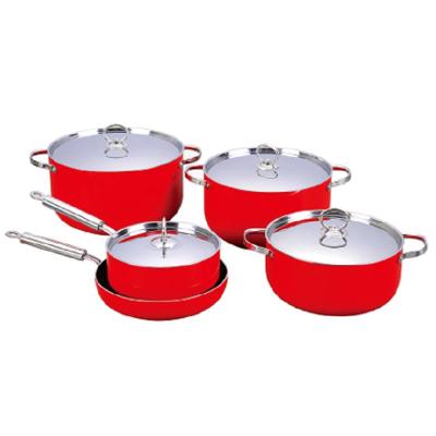 China Heat Resistant Home Cooking Outside Ceramic Coating Nonstick Kitchen Die Cast Aluminum Pot Set Cookware for sale