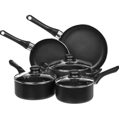 China Good quality sustainable stick non coating 8 piece cheap non stick stylish induction cookware set for sale