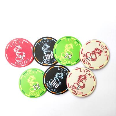 China PS or ABS Customized 39mm Lucky Dragon Ceramic 10G Poker Chips For You for sale