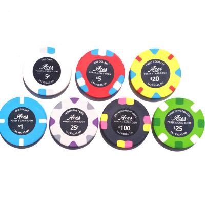 China PS or ABS customized 39/43/46/50/55MM ceramic poker chips for cash and nn game set for sale