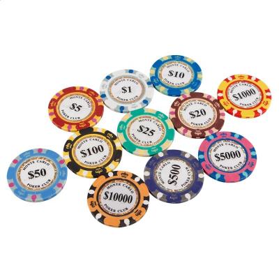 China Clay THREE COLOR CROWN POKER CHIP with gold trim stickers inlay for sale