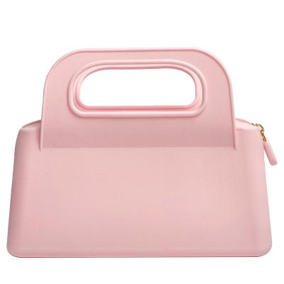 China Fashion Silicone Small Travel Makeup Pouch Cosmetic Bag With Handle For Women for sale