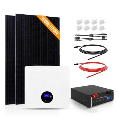 China Solar Panel System Kit 5kw 10kw 15kw 20kw Hybrid System With Rechargeable Battery for sale