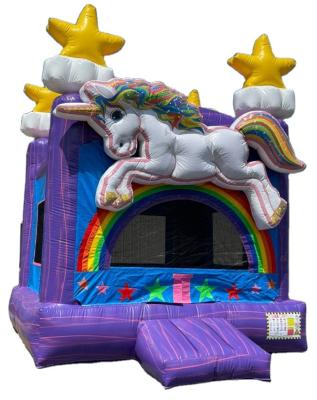 China Plato 0.55mm PVC Tarpaulin Unicorn Inflatable Bouncer Jumping Castle Jumper Bouncy Bouncy House For Kids for sale