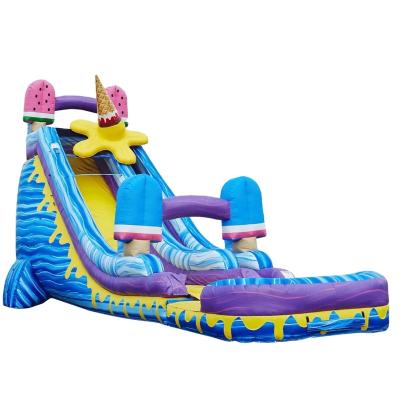 China Outdoor Commercial Inflatable PVC Slide Ice Cream Water Slides With Slip n Slide For Rental Party for sale