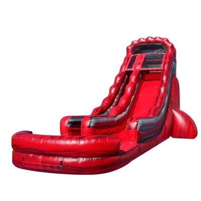 China PVC commercial kids slide 22ft red marble inflatable waterslide slide inflatable water slide with pool for sale for sale