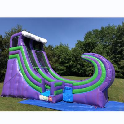 China Commercial PVC 0.55mm Tarpaulin 19ft Giant Rapid Slides Inflatable Pipe Half Rampage Water Slide For Adults for sale