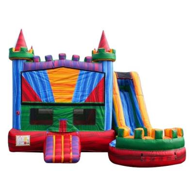 China 0.55mm PVC Tarpaulin Marble Color Bouncer Bouncy Castle House Water Slide Plato n Jumping Bouncy Dry Combo Jumping Combo For Party Business for sale