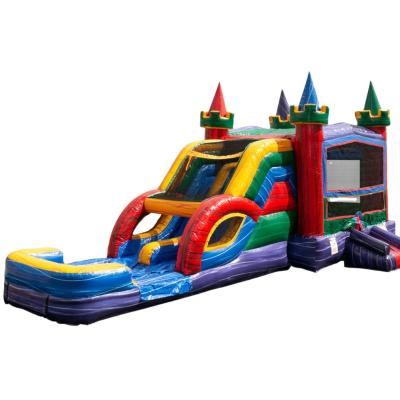 China Plato 0.55mm PVC Tarqaulin Color Commercial Inflatable Bouncer Moon Bounce House Combo Inflatable Water Slide Jumper Bouncy Castle For Kids Combo for sale