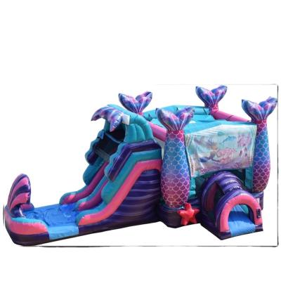 China Plato 0.55mm PVC Tarqaulin PVC Tarqaulin Inflatable Jumper Castle Bouncer Combo For Party Business Bounce Mermaid Moonwalk Commercial Inflatable House Combo for sale