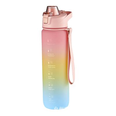 China Sustainable Sports Cycling Pink Weather Marker Frosted Motivational Water Bottles Drink Plastic for sale