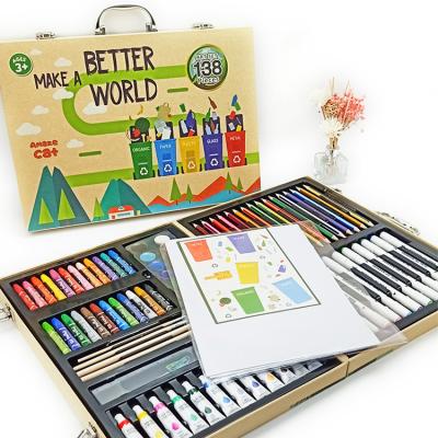 China DIY Christmas Gift Wooden School Student Supplies Stationery Artist Educational Coloring Super Mega Painting Set Kids Art Sets for sale