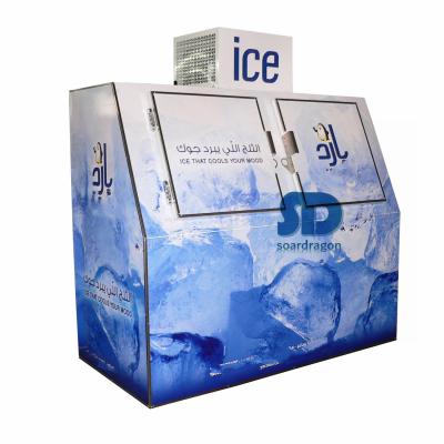 China Single-Temperature Cooling Fan Ice Merchandiser Ice Cube Freezer with Slanted Double Doors for Ice Cream Factory Merchandising for sale