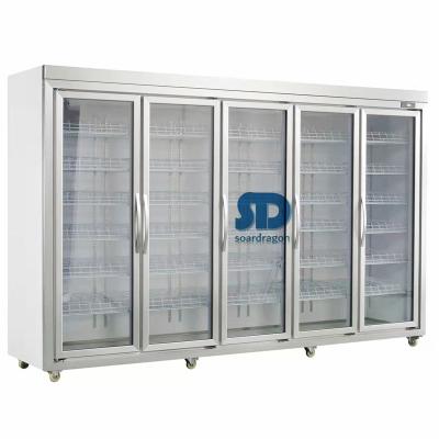 China Single-temperature Soardragon 3650L Deli Slot Unit Display Refrigerator Upright Cooler with 5 Glass Doors for sale