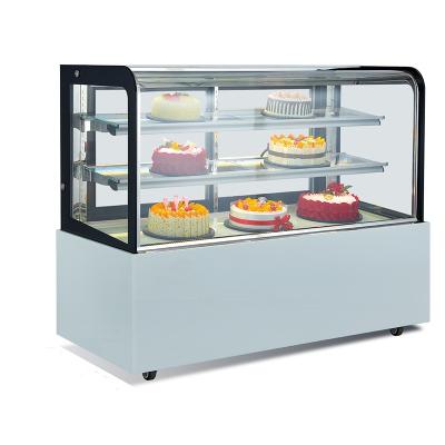 China Single-Temperature Good Quality Square Cake Display Refrigerator Cake Display Front Open Showcase With Wheels for sale