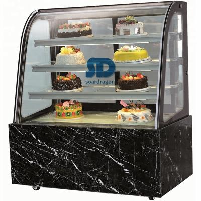 China Single-temperature bakery cake display showcase refrigerator with curved glass for sale