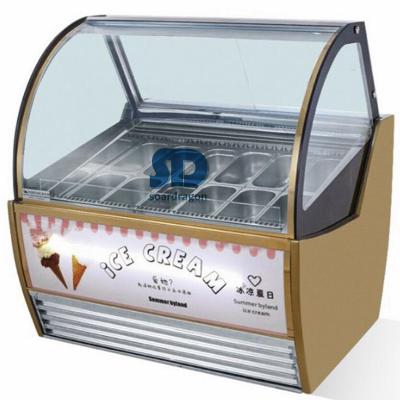 China High Quality Single-temperature Double Layer Toughened Luxury Glass Ice Cream Freezer For Restaurant for sale