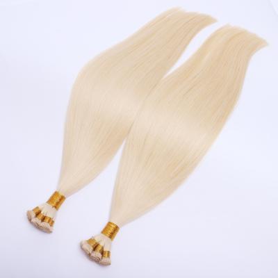 China Shiny Cuticle Aligned Virgin Double Flat Weft Hair Russian Hand Tied Hair Weft Extensions for sale