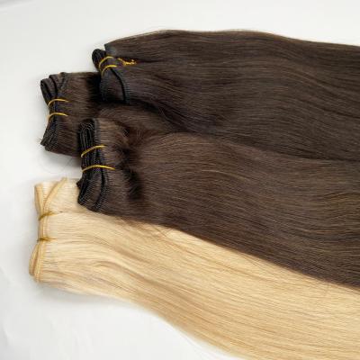 China 100% Full Virgin Hair Cheap Shiny Brown Ombre Machine Head Hair Weft Extensions for sale