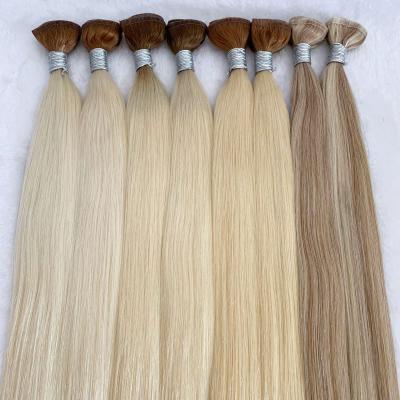 China New Handtied Flat Wave Hair Weft Extensions Silky Straight Thin Raw Indian Remy Flat Wave Hair Weft Extensions Silky Straight PU for sale