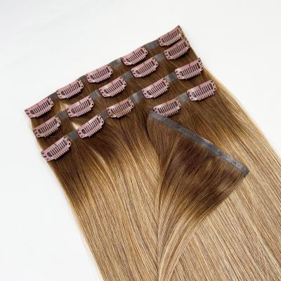 China Shiny Hot Selling PU Hair 100% Seamless Clip In Hair Extensions for sale