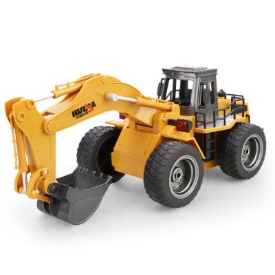 China RC RTR Model HUINA 1:18 6 CH Alloy Digger Truck 1530 with Arm Sound LED Light RC Moving Lifting Mechanical Excavator Toys for sale