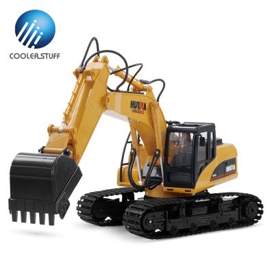 China RC Model HUINA 1:14 15 HP Backhoe Loader Remote Control Toys Container Truck Excavadora Die Cast RC Tractor Kit 1550 for sale