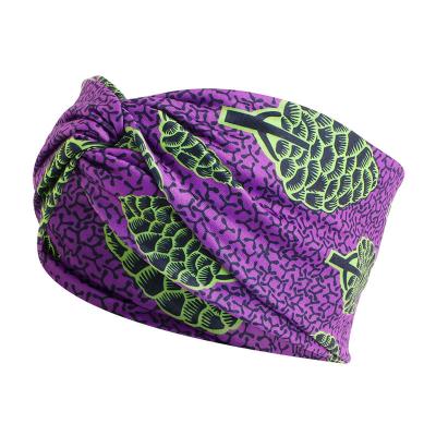 China Hot Selling Multifuncation Amazone Multifuncation African Print Cross Headband Girls Hijab Hat Sports Soft Yoga Headband for sale