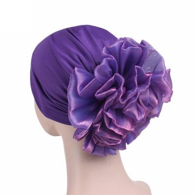 China New Hot Selling Women's Big Flower Border Eco-Friendly Headscarf Hat Cloth Headwear Elastic Chemotherapy Hat for sale