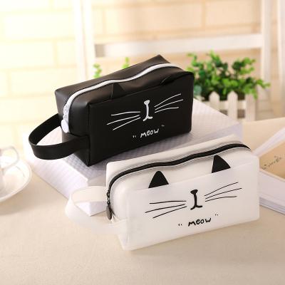 China High Quality Factory Direct Sales Custom Cute Cute Jelly Glue Pencil Case Cat Pencil Case With Zipper Student Stationery Storage Bag for sale