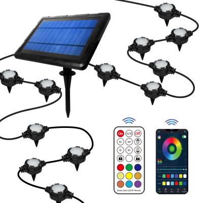 China Outdoor Waterproof RGB String Light Light Weight Color LED Smart Solar Rechargeable Underground Lights for sale