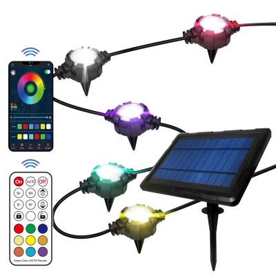 China RGB Solar Powered String Light Holiday Christmas Decoration Outdoor Waterproof G40 Bulbs and Solar Panel Included Solar Led String Lights for sale