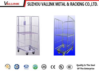 China Nesting Mesh Roll Cage Goods Trolley Hydraulic Trolley 710*830*1730 for sale