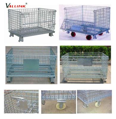 China Steel wire folded cage pallet euro cage pallet wire mesh contain used in storage and logstics for sale