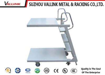 China Anti - Slip Steel Two Platform Rolling Step Ladder ,150 kg Load Capacity for sale