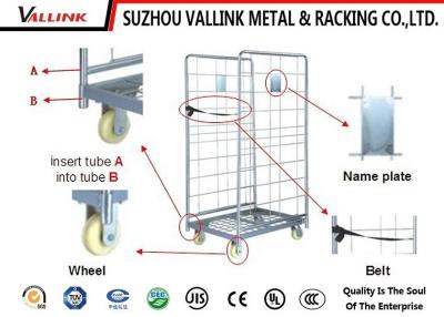 China Veiligheid 2 van de Logistiekkarretjes van het Kanten Stapelbare Metaal Nylon het Zinkoppervlakte Te koop