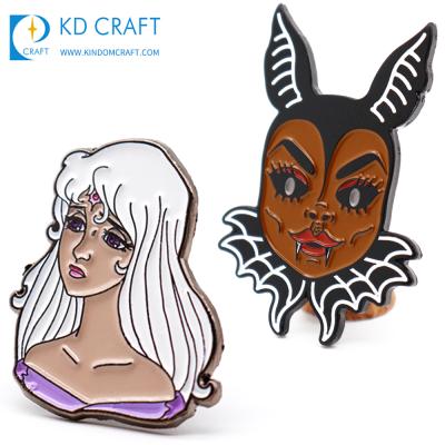 China wholesale cheap custom debossed beautiful 3D soft enamel anime princess metal pin badge for souvenir for sale