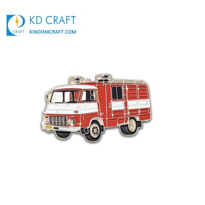 China China New Design Custom Car Shaped Metal Soft Enamel Red School Bus Lapel Pin With Butterfly Clutch for sale