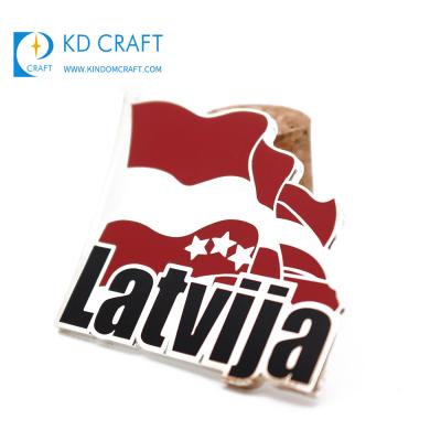 China National day wholesale bulk purchase of china promotional custom metal hard enamel national day latvija country flag pin badge for sale