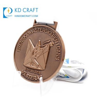 China China China manufacturer custom metal embossed 3d crown logo antique copper religious medal for sale