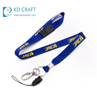 China Staff Wholesale Cheap Polyester Silk Screen Printed Custom Logo Lanyard With Cell Phone Strap for sale