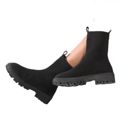 China Independent Quick-drying station express sell European and American elastic knitted middle tube women's new tall boots for sale