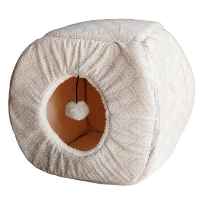 China Round Plush Dog Kennel Breathable Calming Soft Plush Donut Material Solid Pet Bed for sale