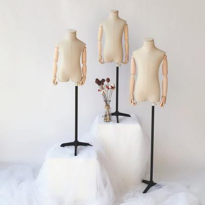 China Other Half-Body Kids Cloth Covered Mannequin With Wooden Arms for sale